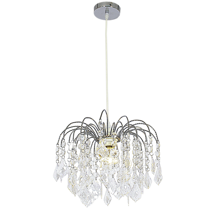 Polished Chrome Pendant with Clear Acrylic Crystals