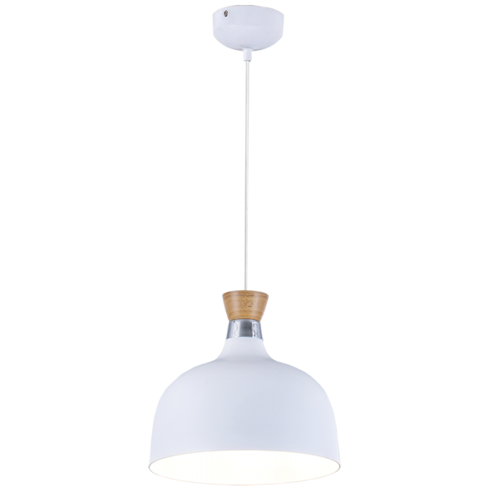 White Metal and Wood Pendant PEN560