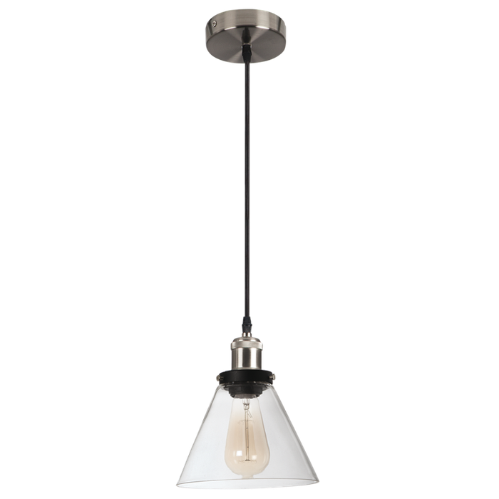 Satin Chrome Pendant with Clear Glass