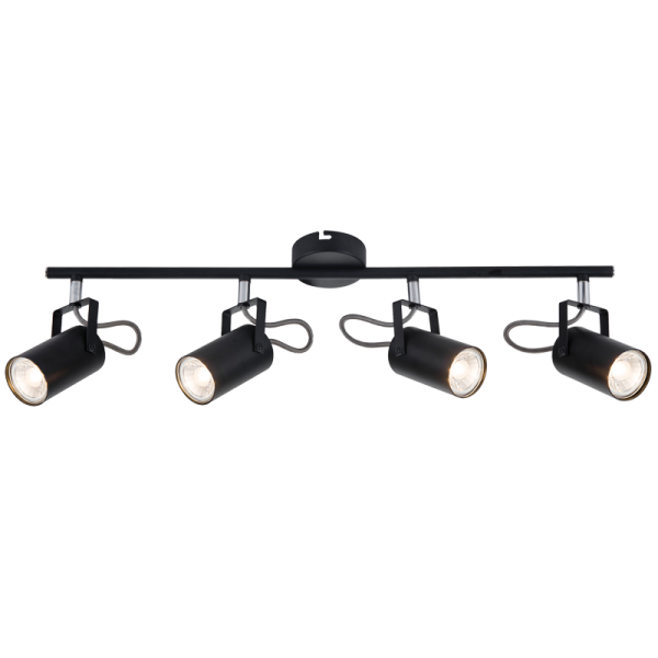 4 Light Black Metal and Polished Chrome Spotlight