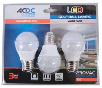 LED Golf Ball - 3W E27/B22 Value Pack