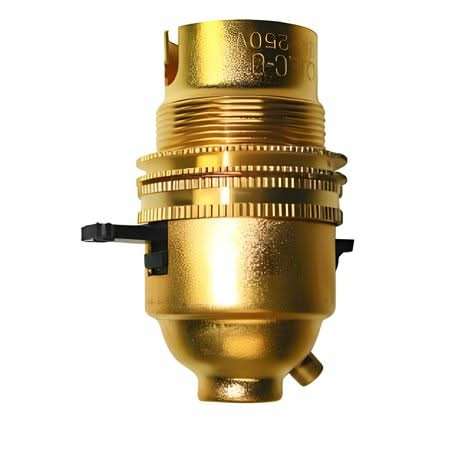 Switched Brass Lamp Holder - B22 Bayonet