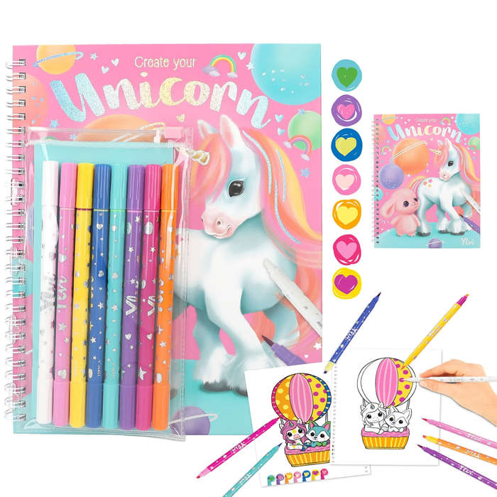 Top Model Ylvi Colouring Book & 7 Dbl Sided Pens, Magic Pen