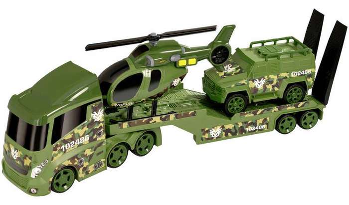 Teamsterz Large Light & Sound Military Transporter w Chopper