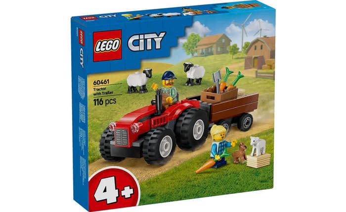 60461 Red Farm Tractor w Trailer & Sheep City
