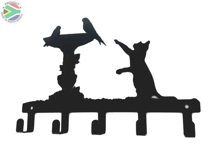 Cat & Birds Bath 5 hook key hook