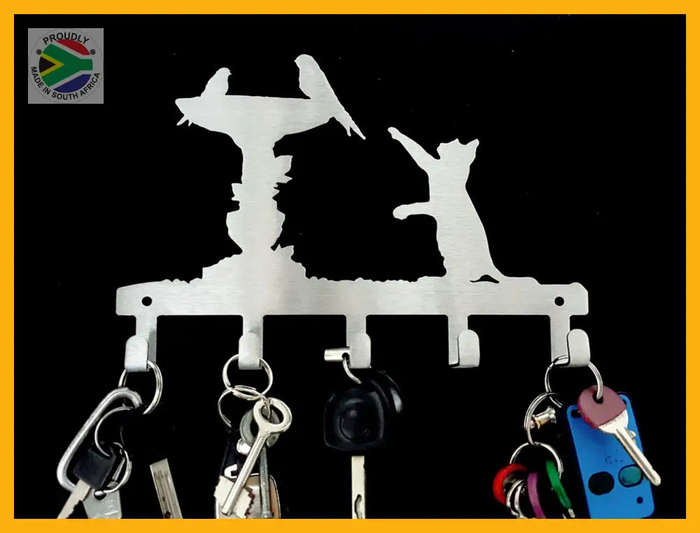 Cat & Birds Bath 5 hook key hook