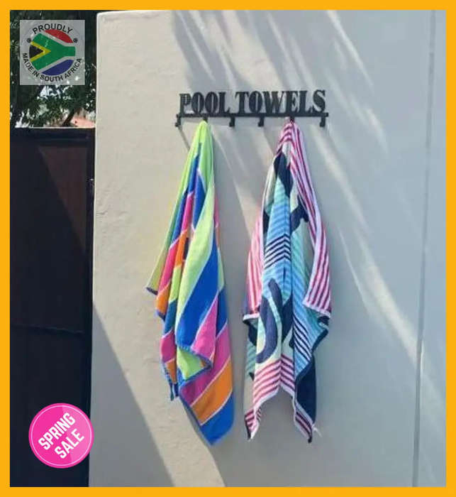 Pool Towels 6 hook towel hanger Small or Large