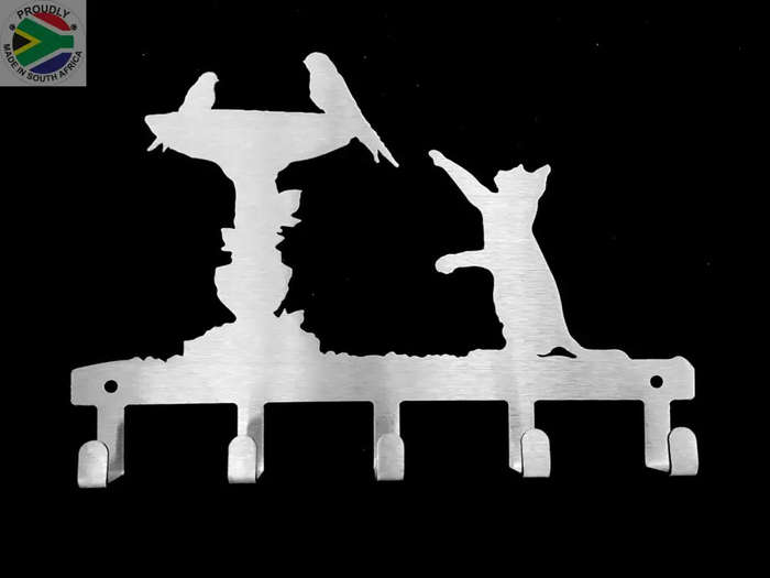 Cat & Birds Bath 5 hook key hook