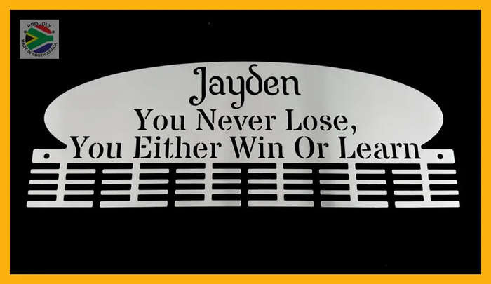 Personalised plate 48 tier medal hanger with name and up to 15 word saying