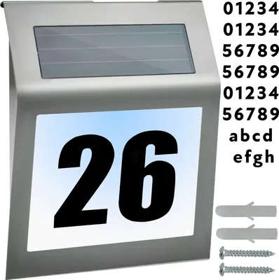 Stainless Steel Solar Powered House Number Sign