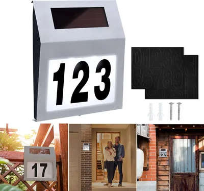 Stainless Steel Solar Powered House Number Sign