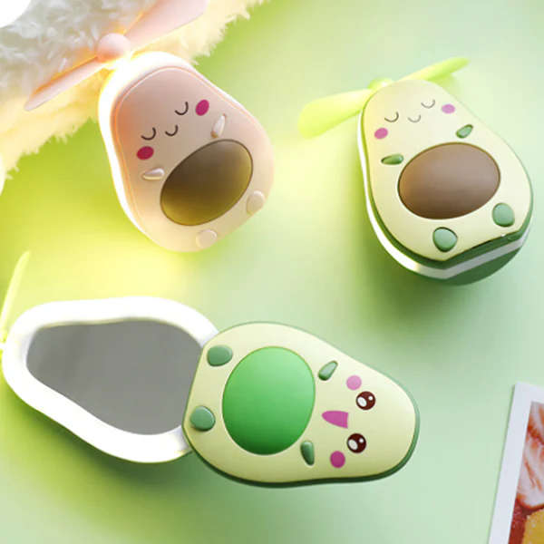 Mini Handheld Fan and Mirror with LED Night