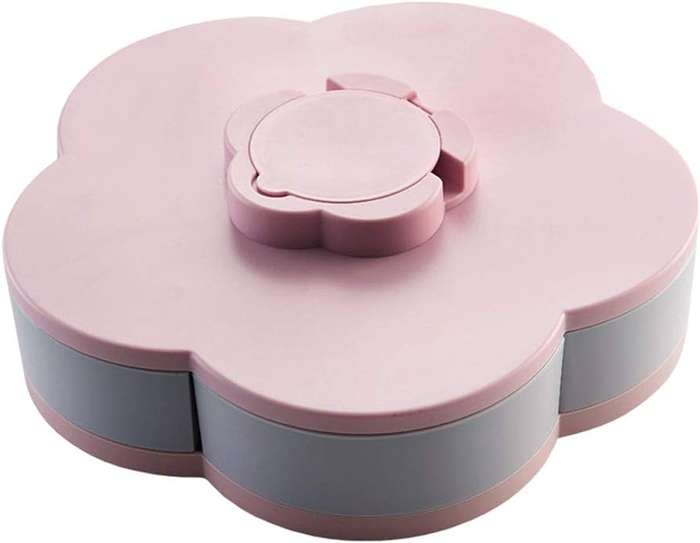 Petal-Shape Rotating Snack Box Candy Tray Food Organizer