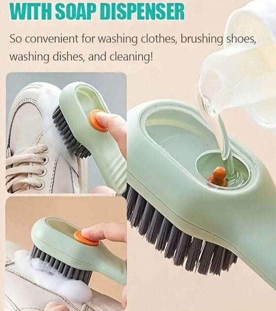 Press-and-Release Shoe Cleaning Brush with Automatic Liquid Dispenser