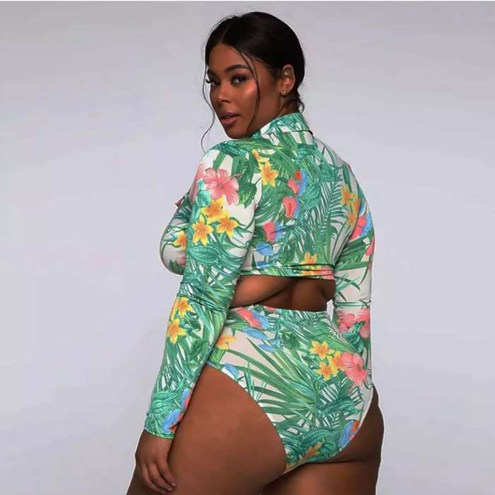 Floral High Waist Bikini Swimsuit Set - Small