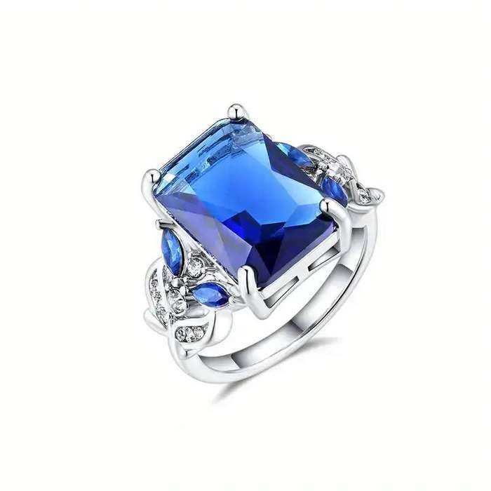 Elegant Luxury Ring with Synthetic Gemstones- Size 8