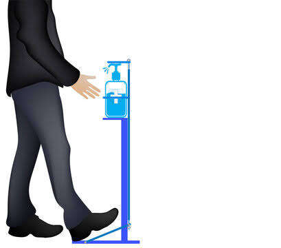 Custom Made Heavy Duty Foot Operated Self Standing Sanitizer Stand