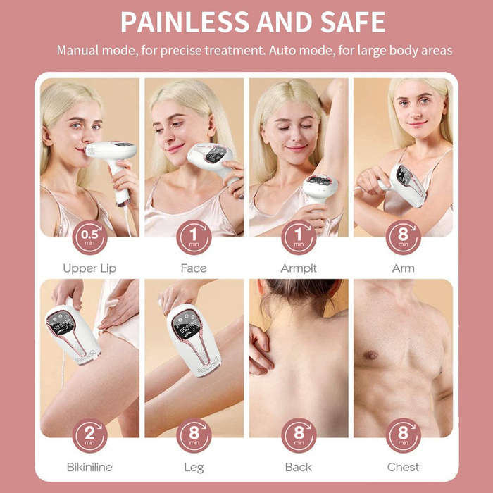 Painless Laser Permanent Hair Removal Epilator 500,000 Flashes