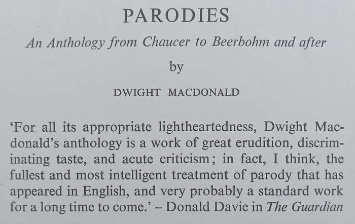 Parodies: An Anthology from Chaucer to Beerbohm and After (Copy of Stephan Gray) | Dwight Macdona...