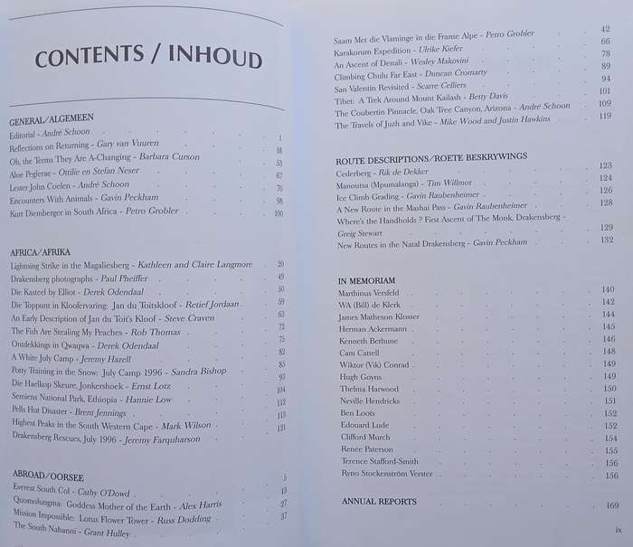 The Journal of the Mountain Club of South Africa (No. 99, 1996)