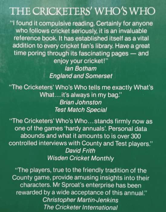 The 1985 Cricketers Whos Who (With Loosely Inserted Answer Sheet) | Iain Sproat (Ed.)