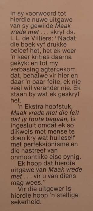 Maak Vrede Met... (Afrikaans) | I. L. de Villiers