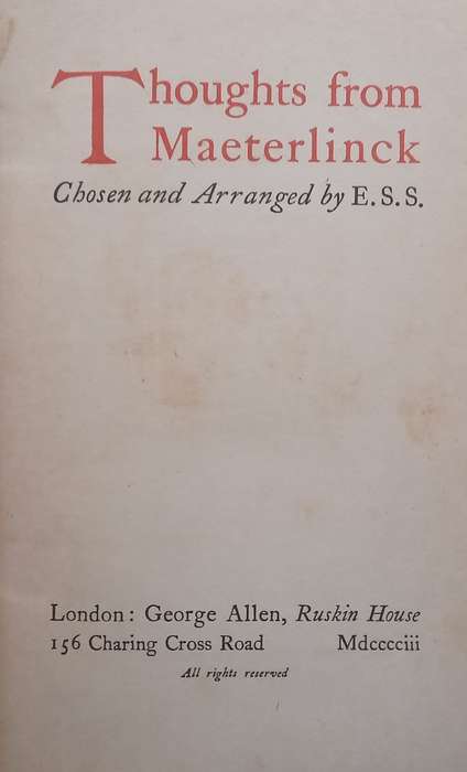 Thoughts from Maeterlinck (Published 1903) | Maurice Maeterlinck