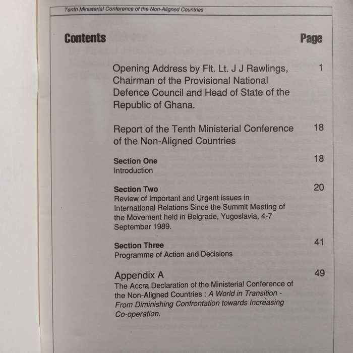 Report of the Tenth Ministerial Conference of the Non-Aligned Countries (Backgrounder No. 2)