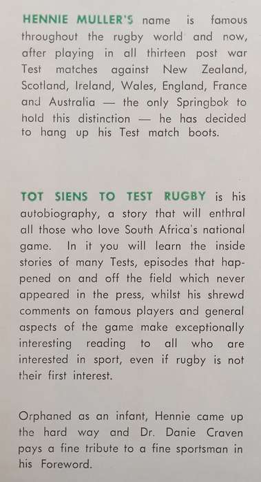 Tot Siens to Test Rugby | Hennie Muller