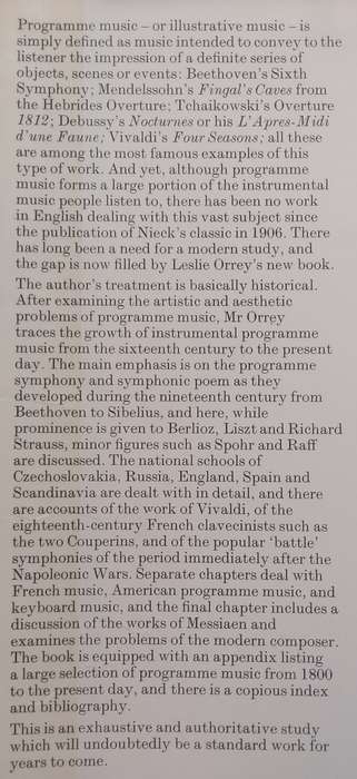 Programme Music: A Brief Survey from the Sixteenth Century to the Present Day | Leslie Orrey