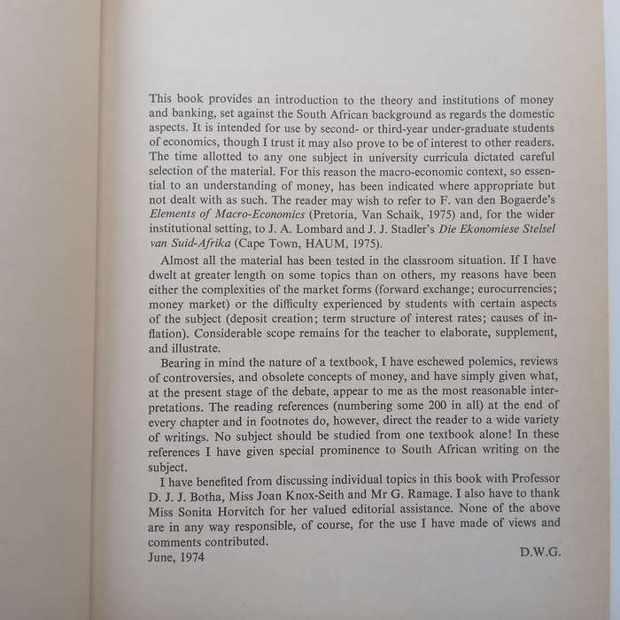 Money and Banking | D. W. Goedhuys