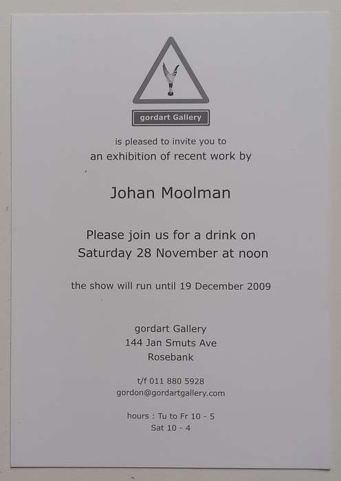 Johan Moolman (Invitation Card to an Exhibition of his Work)