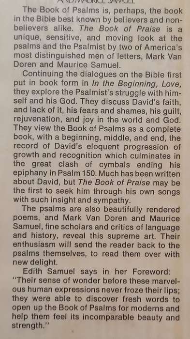 The Book of Praise: Dialogues on the Psalms | Mark van Doren & Maurice Samuel