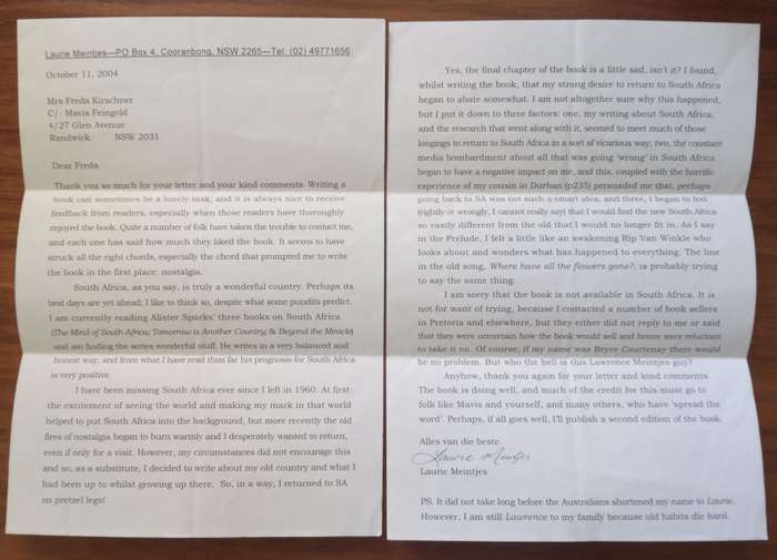 Pretzel Legs (Signed by Author, with Letter and Bookmark) | Lawrence Meintjes