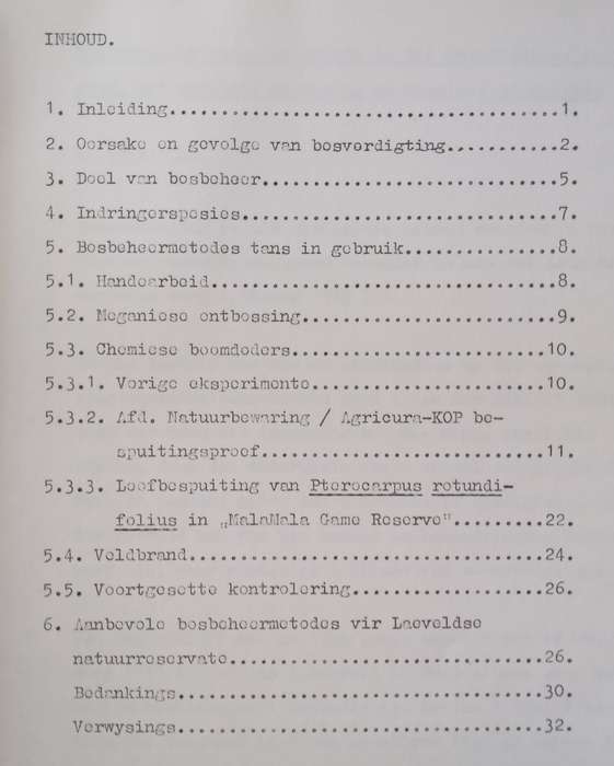 Bosbeheer op Natuurreservate in die Oos-Transvaalse Laeveld, Met Spesiale Verwysing na Chemiese B...