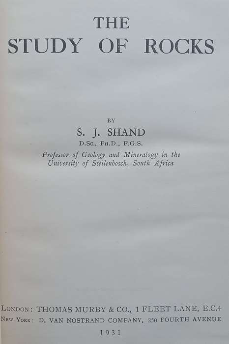 The Study of Rocks (First Edition, 1931) | S. J. Shand