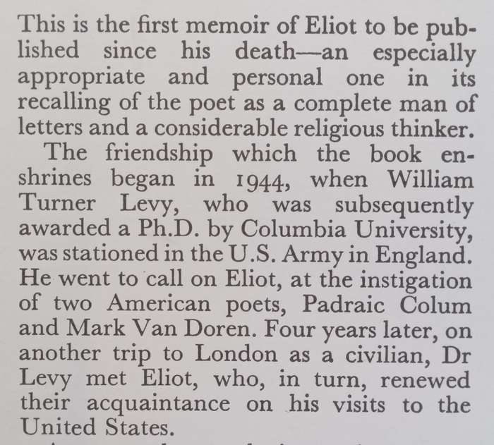 Affectionately T. S. Eliot: The Story of a Friendship, 1947-1965 | William Turner Levy & Victor S...