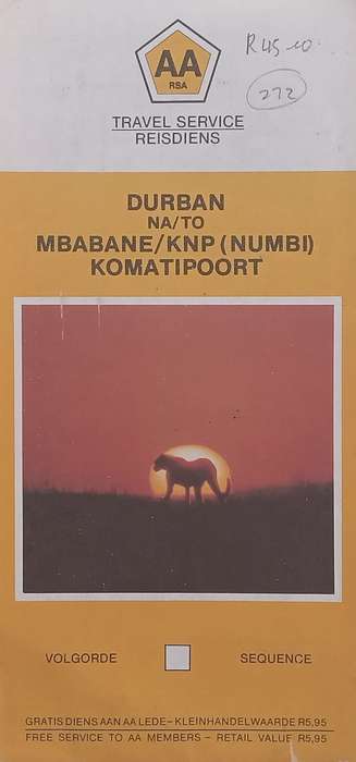 Durban to Mbabane/KNP (Numbi) Komatipoort AA Road Map