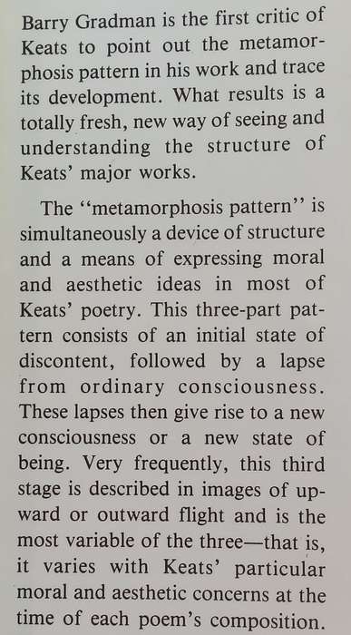 Metamorphosis in Keats | Barry Gradman