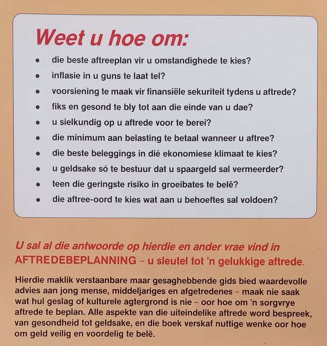 Aftredebeplanning: U Sleutel tot n Gelukkige Aftrede (Afrikaans) | J. H. Jordaan