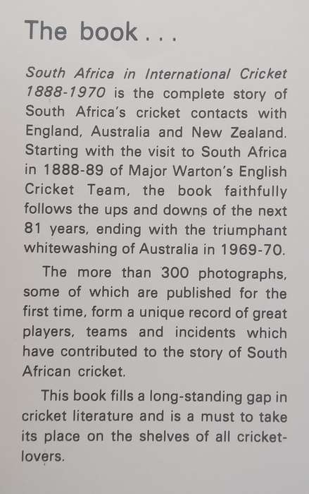 South Africa in International Cricket, 1888-1970 (Inscribed by Author, With Extra Materials) | Br...