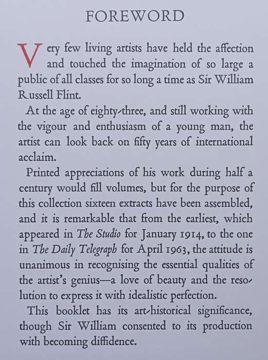 Sir William Russell Flint: A Precis of Appreciation During Half a Century (Limited Edition)