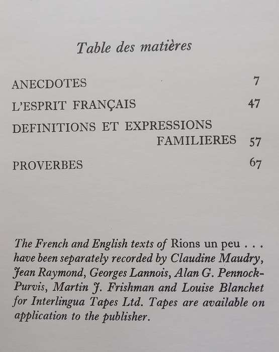Rions un Peu... A French-English Collection of Proverbs & Jokes (French/English Parallel Text) | ...