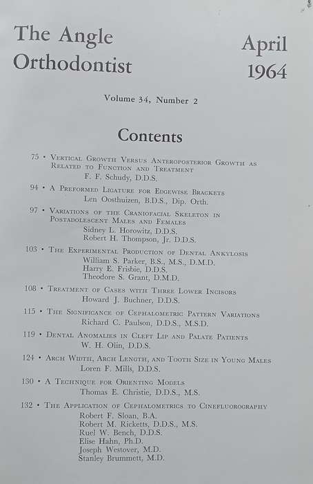 The Angle Orthodontist (Vols. 34-35, 1964-1965)