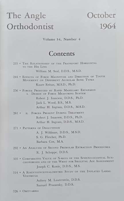 The Angle Orthodontist (Vols. 34-35, 1964-1965)