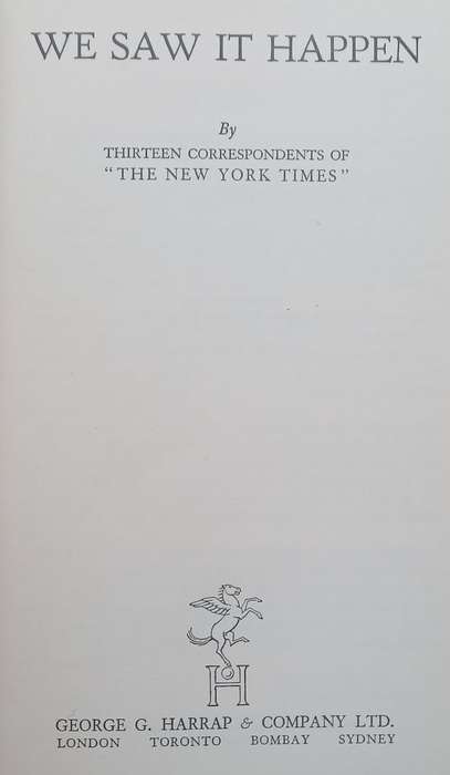 We Saw it Happen (Published 1939) | 13 Correspondents of The New York Times
