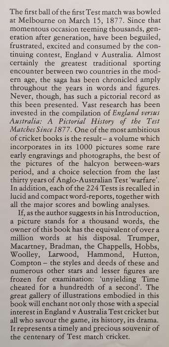 England Versus Australia: A Pictorial History of the Test Matches Since 1877 | David Frith