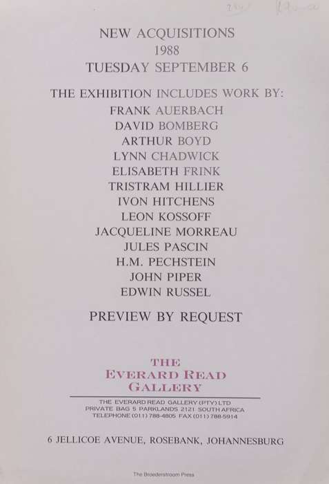 New Acquisitions at the Everard Read Gallery (Invitation to the Exhibition)