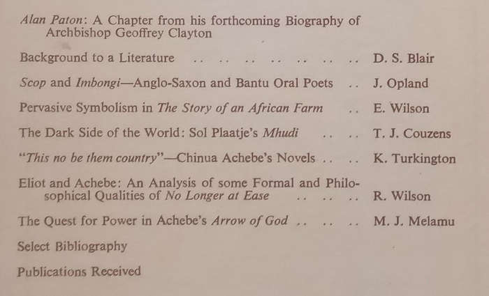 English Studies in Africa (Vol. 14 No. 2)